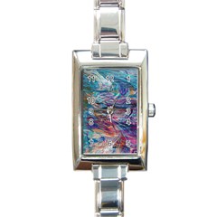 Abstarct Cobalt Waves Rectangle Italian Charm Watch by kaleidomarblingart