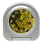 Yellow Hexagons 3d Art Honeycomb Hexagon Pattern Travel Alarm Clock Front