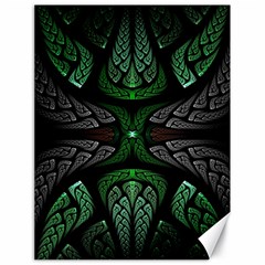 Fractal Green Black 3d Art Floral Pattern Canvas 18  X 24  by Cemarart