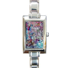 Layered Waves Rectangle Italian Charm Watch by kaleidomarblingart