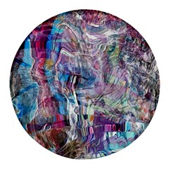 Layered Waves Round Glass Fridge Magnet (4 Pack) by kaleidomarblingart