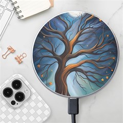 Tree Branches Mystical Moon Expressionist Oil Painting Acrylic Painting Abstract Nature Moonlight Ni Wireless Fast Charger(white) by Maspions