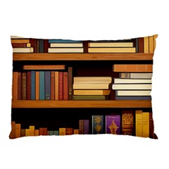 Book Nook Books Bookshelves Comfortable Cozy Literature Library Study Reading Room Fiction Entertain Pillow Case by Maspions