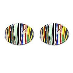 Abstract Trees Colorful Artwork Woods Forest Nature Artistic Cufflinks (oval) by Grandong