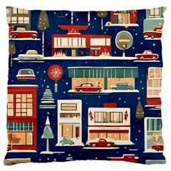 Cars Snow City Landscape Vintage Old Time Retro Pattern Standard Premium Plush Fleece Cushion Case (one Side) by Maspions