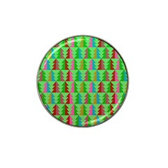 Trees Pattern Retro Pink Red Yellow Holidays Advent Christmas Hat Clip Ball Marker (10 Pack) by Maspions