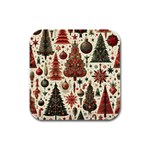 Christmas Decoration Rubber Square Coaster (4 pack) Front