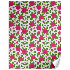 Flowers Leaves Roses Pattern Floral Nature Background Canvas 12  X 16  by Maspions