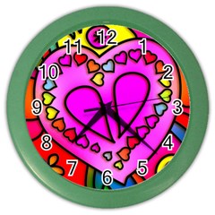 Stained Glass Love Heart Color Wall Clock by Apen