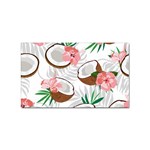 Seamless Pattern Coconut Piece Palm Leaves With Pink Hibiscus Sticker Rectangular (100 pack) Front