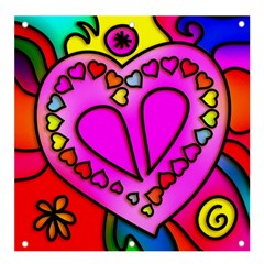 Stained Glass Love Heart Banner And Sign 4  X 4  by Apen