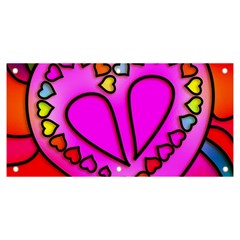 Stained Glass Love Heart Banner And Sign 6  X 3  by Apen