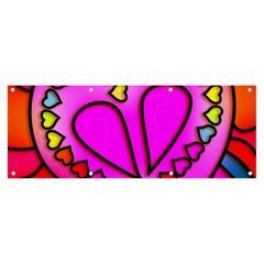 Stained Glass Love Heart Banner And Sign 8  X 3  by Apen