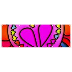 Stained Glass Love Heart Banner And Sign 12  X 4  by Apen