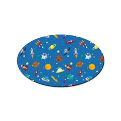 Space Rocket Solar System Pattern Sticker (oval) by Apen