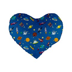 Space Rocket Solar System Pattern Standard 16  Premium Heart Shape Cushions by Apen