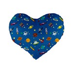 Space Rocket Solar System Pattern Standard 16  Premium Heart Shape Cushions Back