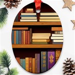 Book Nook Books Bookshelves Comfortable Cozy Literature Library Study Reading Room Fiction Entertain Ornament (Oval) Front