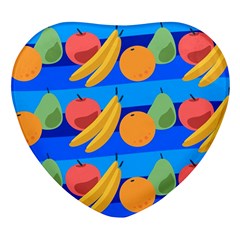 Fruit Texture Wave Fruits Heart Glass Fridge Magnet (4 Pack) by Askadina