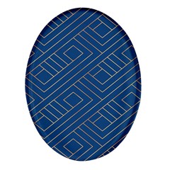 Plaid Background Blue Oval Glass Fridge Magnet (4 Pack) by Askadina