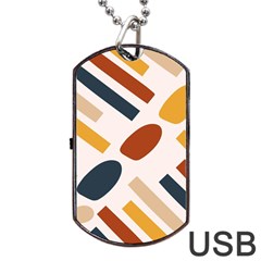 Boho Bohemian Style Design Minimalist Aesthetic Pattern Art Shapes Lines Dog Tag Usb Flash (two Sides) by Maspions