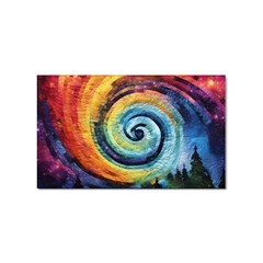 Cosmic Rainbow Quilt Artistic Swirl Spiral Forest Silhouette Fantasy Sticker (rectangular) by Maspions