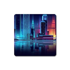 Digital Art Artwork Illustration Vector Buiding City Square Magnet by Maspions