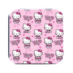 Cute Hello Kitty Collage, Cute Hello Kitty Square Metal Box (black) by nateshop