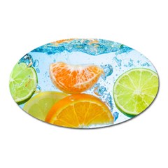 Fruits, Fruit, Lemon, Lime, Mandarin, Water, Orange Oval Magnet by nateshop