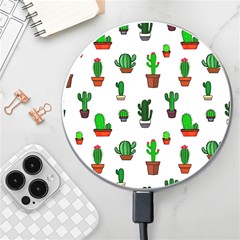 Cactus Plants Background Pattern Seamless Wireless Fast Charger(white) by Maspions