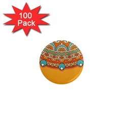 Mandala Orange 1  Mini Magnets (100 Pack)  by goljakoff