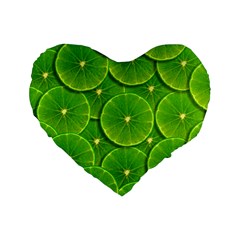 Lime Textures Macro, Tropical Fruits, Citrus Fruits, Green Lemon Texture Standard 16  Premium Heart Shape Cushions by nateshop