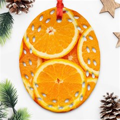 Oranges Textures, Close-up, Tropical Fruits, Citrus Fruits, Fruits Oval Filigree Ornament (two Sides) by nateshop