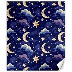 Night Moon Seamless Background Stars Sky Clouds Texture Pattern Canvas 8  X 10  by Maspions