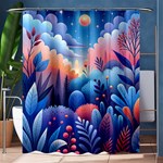 Nature Night Bushes Flowers Leaves Clouds Landscape Berries Story Fantasy Wallpaper Background Sampl Shower Curtain 60  x 72  (Medium)  60 x72  Curtain