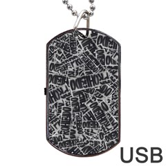 Rebel Life: Typography Black And White Pattern Dog Tag Usb Flash (two Sides) by dflcprintsclothing