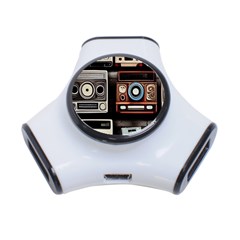 Retro Cameras Old Vintage Antique Technology Wallpaper Retrospective 3-port Usb Hub by Grandong