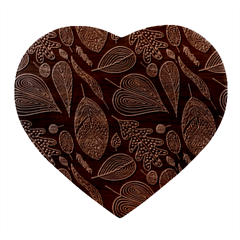 Leaves Flora Black White Nature Heart Wood Jewelry Box by Maspions