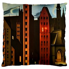 Sci-fi Futuristic Science Fiction City Neon Scene Artistic Technology Machine Fantasy Gothic Town Bu Large Premium Plush Fleece Cushion Case (two Sides) by Posterlux