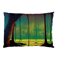 Nature Swamp Water Sunset Spooky Night Reflections Bayou Lake Pillow Case by Posterlux