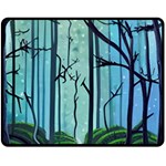 Nature Outdoors Night Trees Scene Forest Woods Light Moonlight Wilderness Stars Fleece Blanket (Medium) 60 x50  Blanket Front