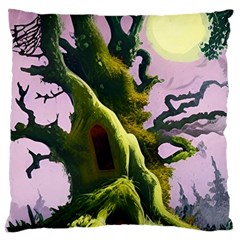 Outdoors Night Full Moon Setting Scene Woods Light Moonlight Nature Wilderness Landscape Standard Premium Plush Fleece Cushion Case (one Side) by Posterlux