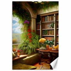 Room Interior Library Books Bookshelves Reading Literature Study Fiction Old Manor Book Nook Reading Canvas 20  X 30  by Posterlux