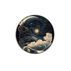 Starry Sky Moon Space Cosmic Galaxy Nature Art Clouds Art Nouveau Abstract Hat Clip Ball Marker by Posterlux