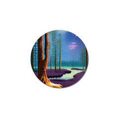 Artwork Outdoors Night Trees Setting Scene Forest Woods Light Moonlight Nature Golf Ball Marker (10 Pack) by Posterlux