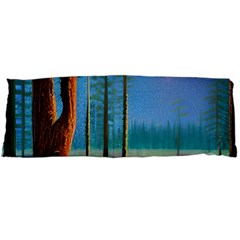 Artwork Outdoors Night Trees Setting Scene Forest Woods Light Moonlight Nature Body Pillow Case Dakimakura (two Sides) by Posterlux