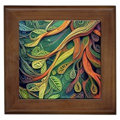 Outdoors Night Setting Scene Forest Woods Light Moonlight Nature Wilderness Leaves Branches Abstract Framed Tile by Posterlux