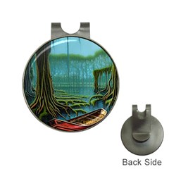 Boat Canoe Swamp Bayou Roots Moss Log Nature Scene Landscape Water Lake Setting Abandoned Rowboat Fi Hat Clips With Golf Markers by Posterlux