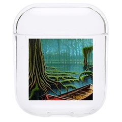 Boat Canoe Swamp Bayou Roots Moss Log Nature Scene Landscape Water Lake Setting Abandoned Rowboat Fi Hard Pc Airpods 1/2 Case by Posterlux