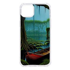 Boat Canoe Swamp Bayou Roots Moss Log Nature Scene Landscape Water Lake Setting Abandoned Rowboat Fi Iphone 14 Plus Tpu Uv Print Case by Posterlux